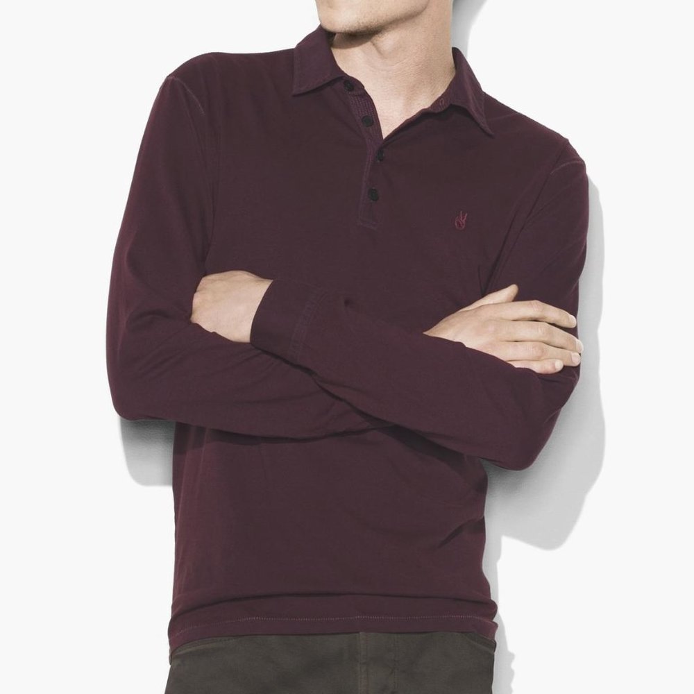John Varvatos Peace Sign Polo Shirt Bordeaux XL - Picture 1 of 4